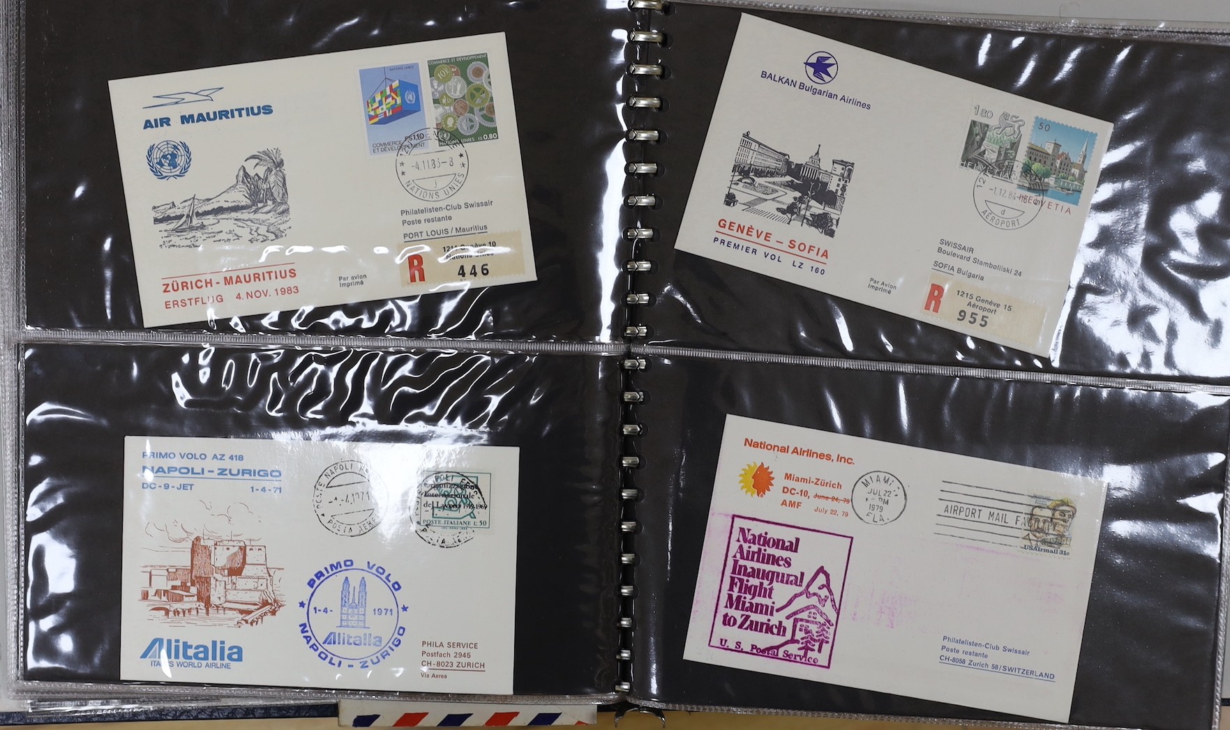 Ten albums World stamps and FDCs, modern airmail covers
